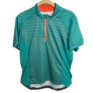 Crivit Women Large 12/14  Short Sleeve Cycling Biking Jersey Pocket 1/4 Zip